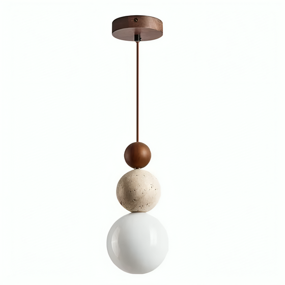 Tolaxa Orbis. Sculptural Pendant Light in Natural Stone & Wood
