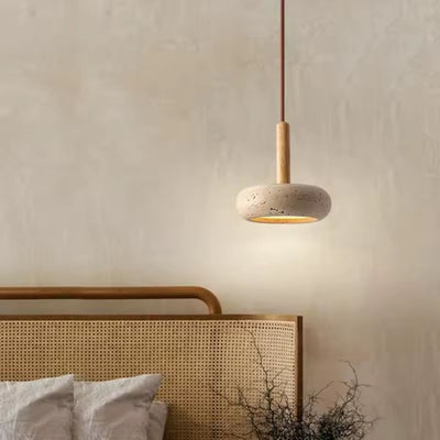 Tolaxa TerraHalo. Minimalist Pendant Light in Natural Concrete & Wood