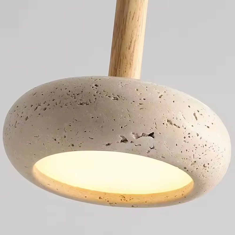 Tolaxa TerraHalo. Minimalist Pendant Light in Natural Concrete & Wood