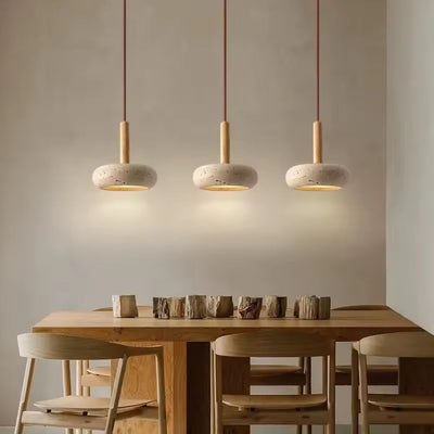 Tolaxa TerraHalo. Minimalist Pendant Light in Natural Concrete & Wood