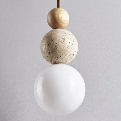 Tolaxa Orbis. Sculptural Pendant Light in Natural Stone & Wood
