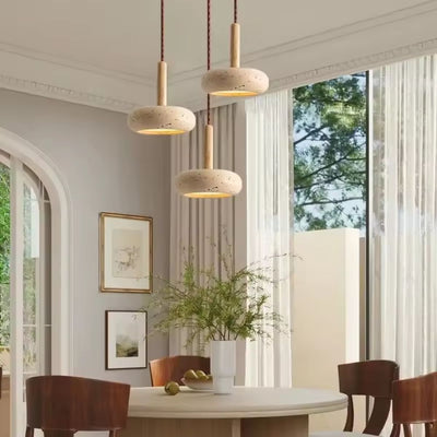 Tolaxa TerraHalo. Minimalist Pendant Light in Natural Concrete & Wood