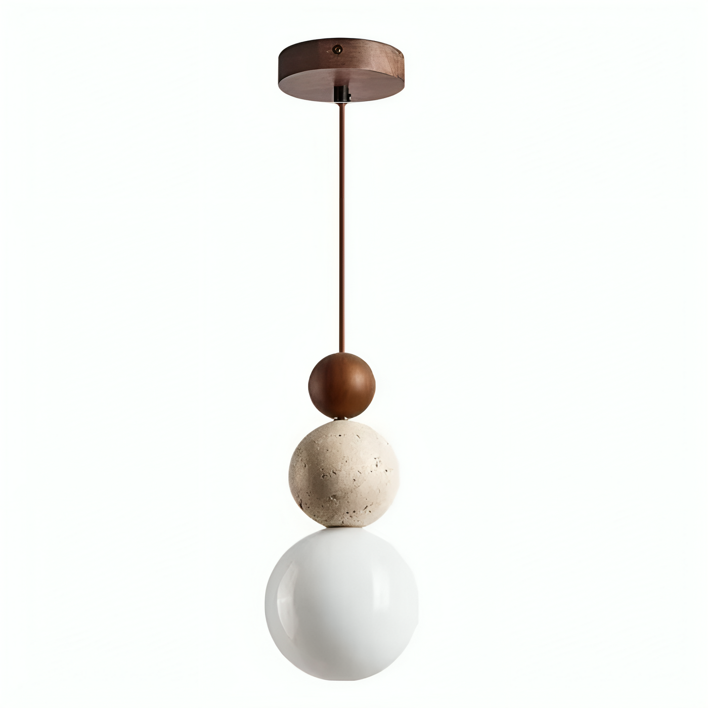 Tolaxa Orbis. Sculptural Pendant Light in Natural Stone & Wood
