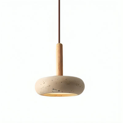 Tolaxa TerraHalo. Minimalist Pendant Light in Natural Concrete & Wood